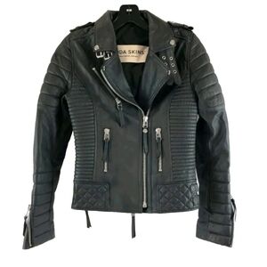 Boda Skins Kay Michaels 2.0 Quilted Detailed Leather Jacket SZ 2